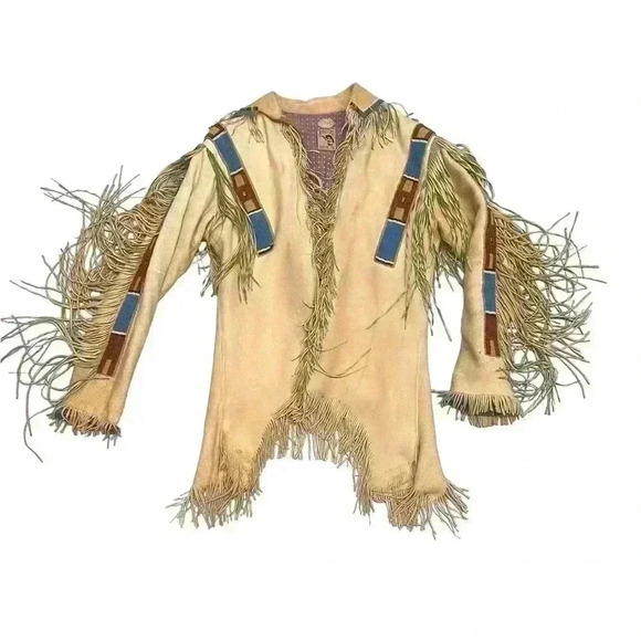 Vintage Buffalo Girls Santa Fe  Suede Fringe Beaded Jacket - Picture 1 of 9